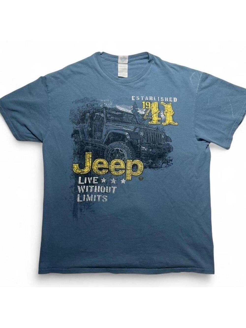 Men's Jeep Graphic Tee Light Blue Live Without Limits Est. 1941 Size Large